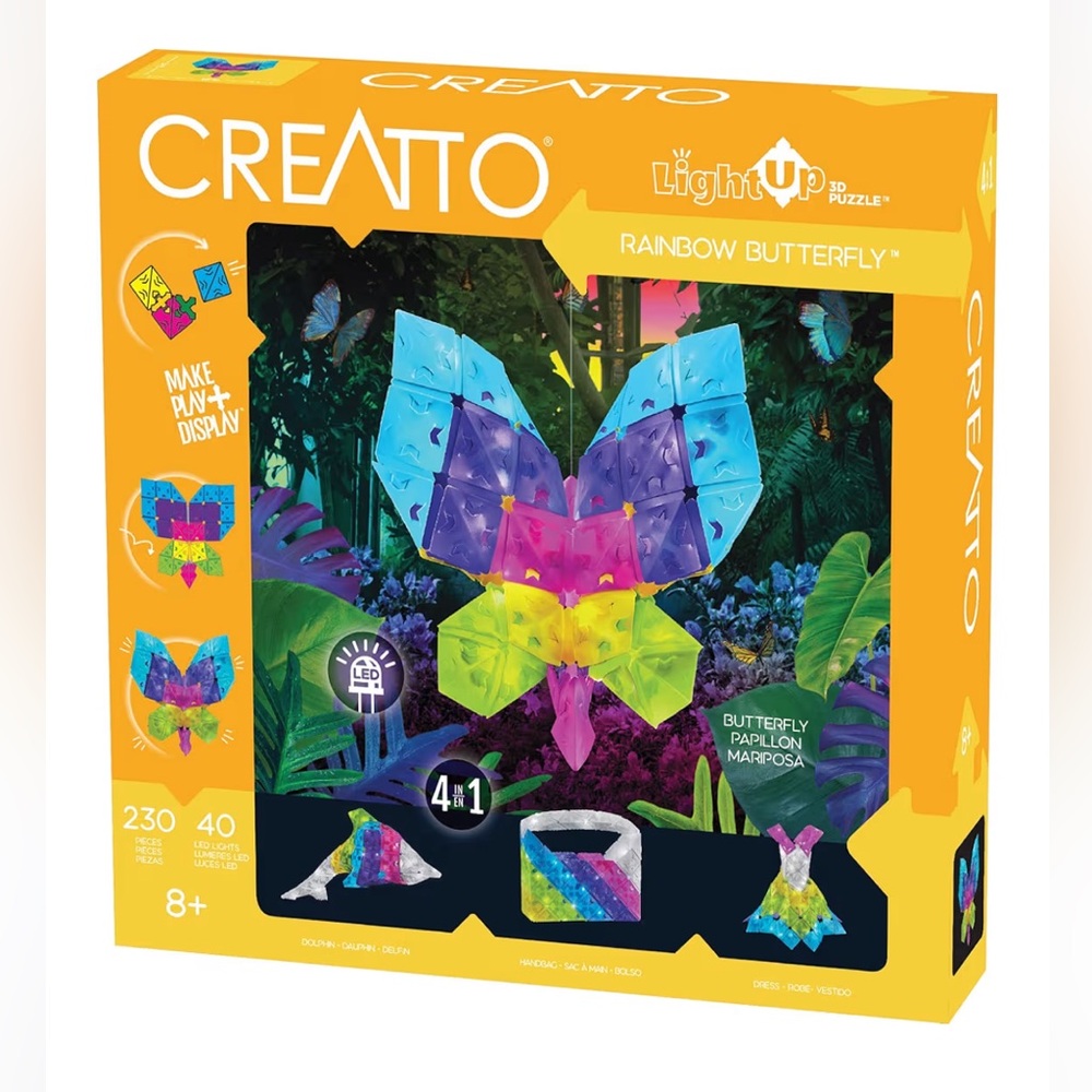 CREATTO Rainbow Butterfly Light-Up 3D Puzzle Activity Kit - Picture 1 of 6